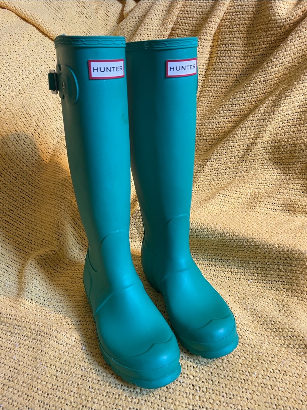 Hunter Original Tall Teal Boots Size 6